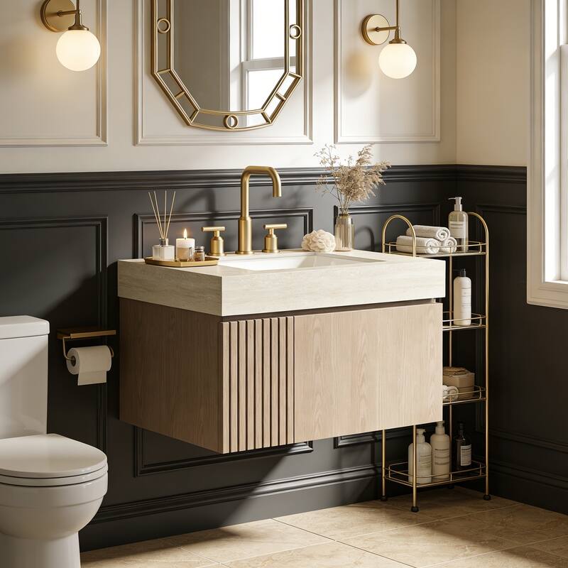 Mondern Floating Bathroom Vanity with 3 Pre-drilled Faucet Holes