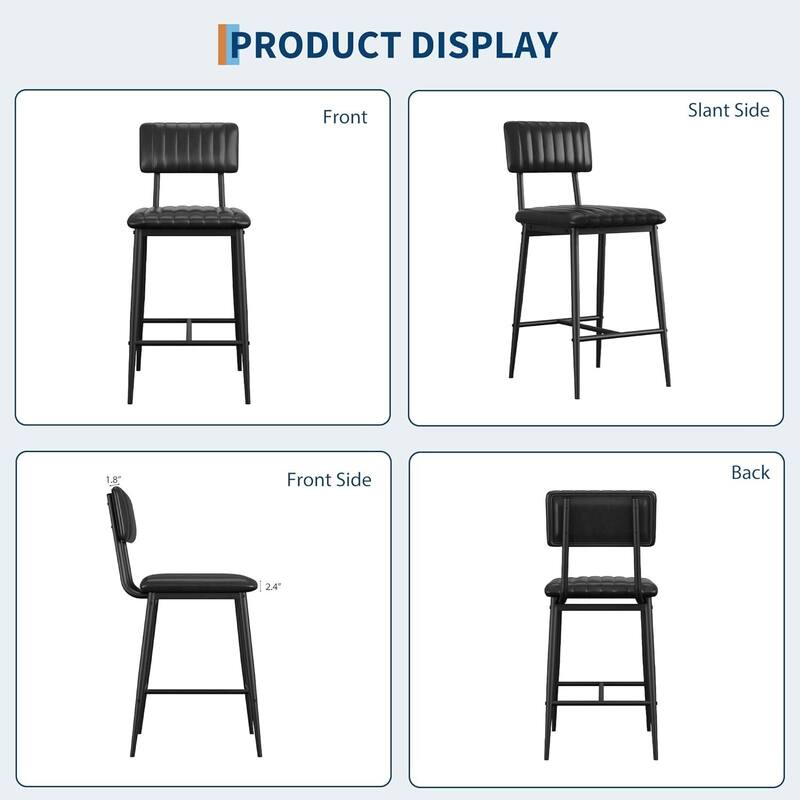 Set of 2 Counter-Height Bar Stools for Kitchen Islands and Bars