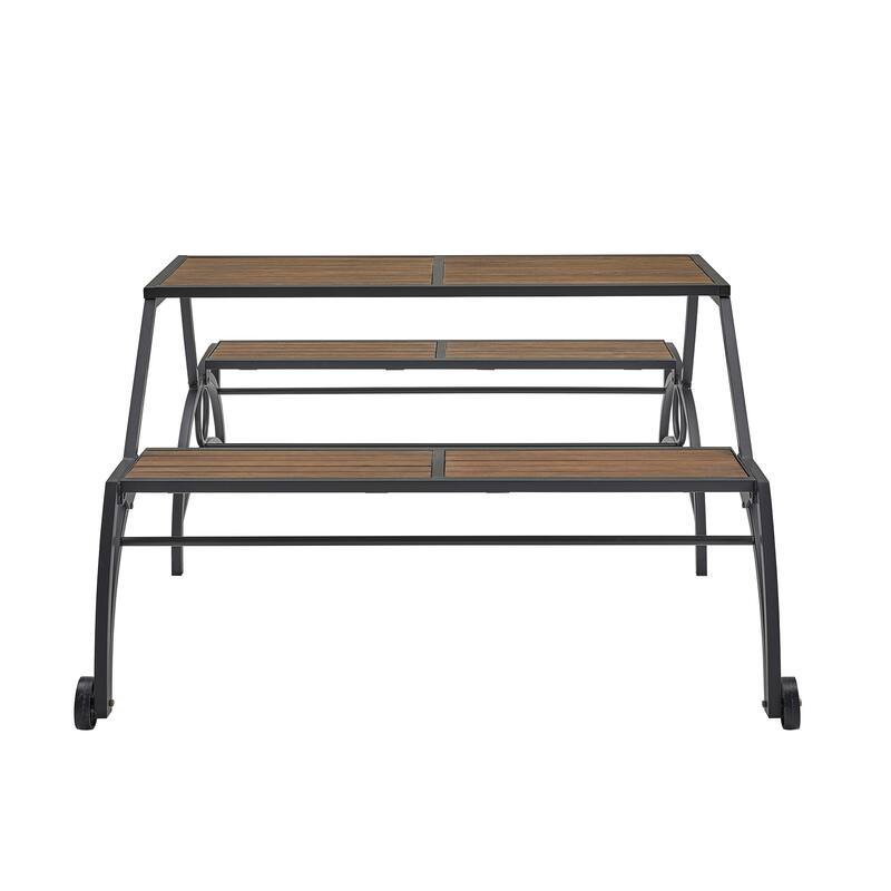 Saba Convertible Walnut Finish Black Metal Outdoor Table/Bench by iNSPIRE Q Oasis