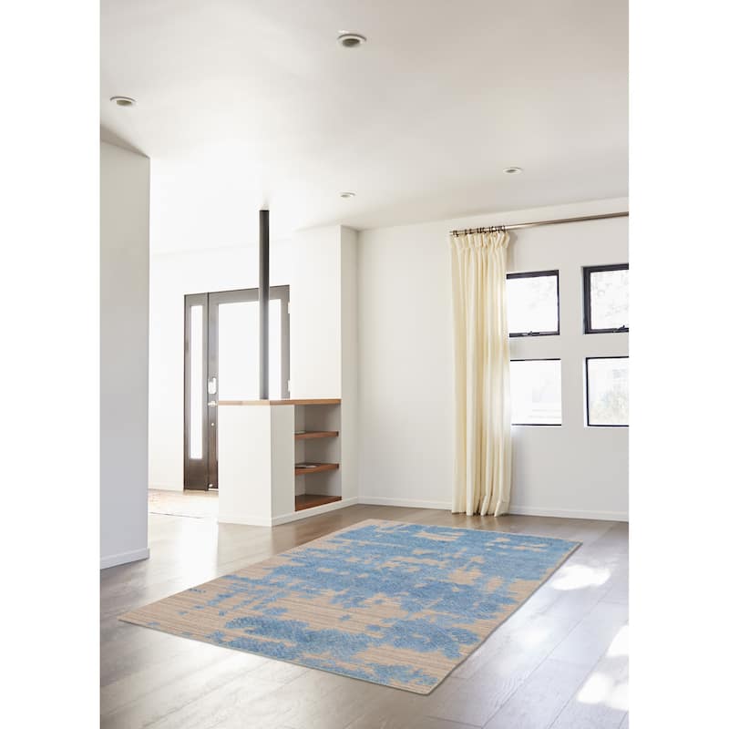 ECARPETGALLERY Hand-knotted Tangier Blue, Light Grey Wool Rug - 5'1 x 7'11