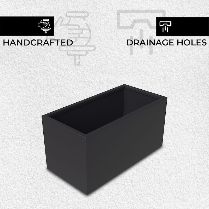 Bloom Rectangular Planter in Fiberstone for Modern Indoor and Outdoor Patio Planter Flower Pot with Drainage