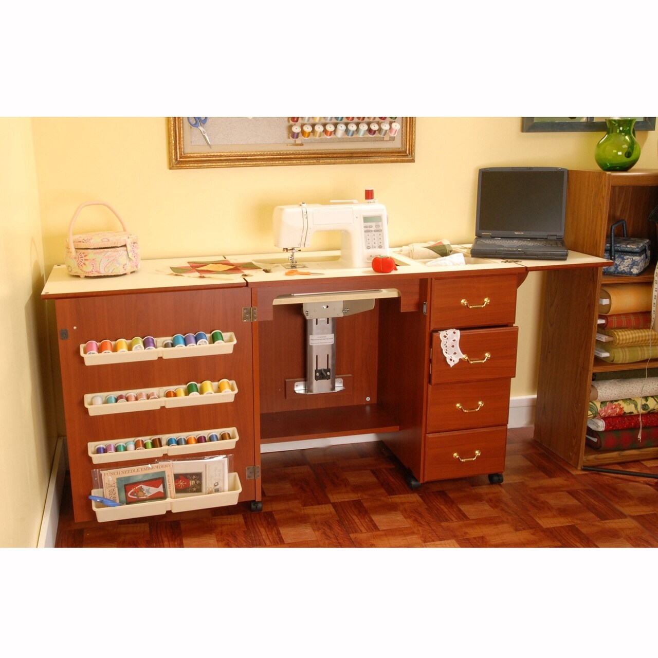 Shop Arrow Norma Jean Model 352 Sewing Cabinet In Cherry Color 1