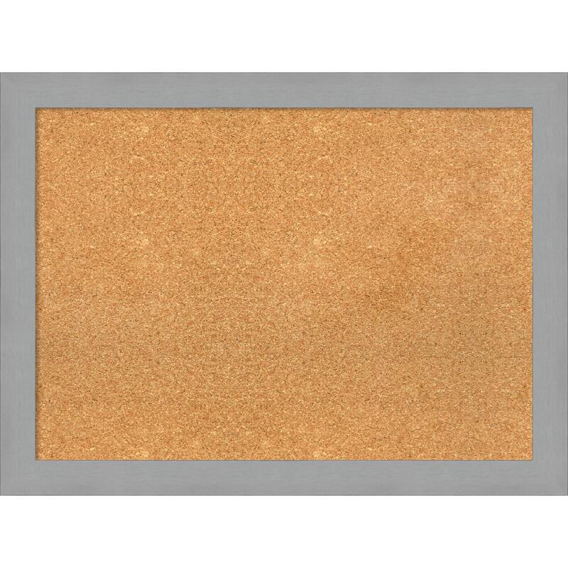 Brushed Nickel Framed Cork Bulletin Memo Board