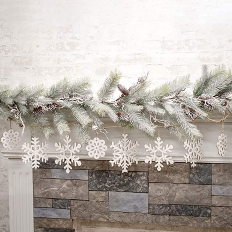 Glittered Snowflake Garland 4 Ft Winter Wall or Mantel Decor