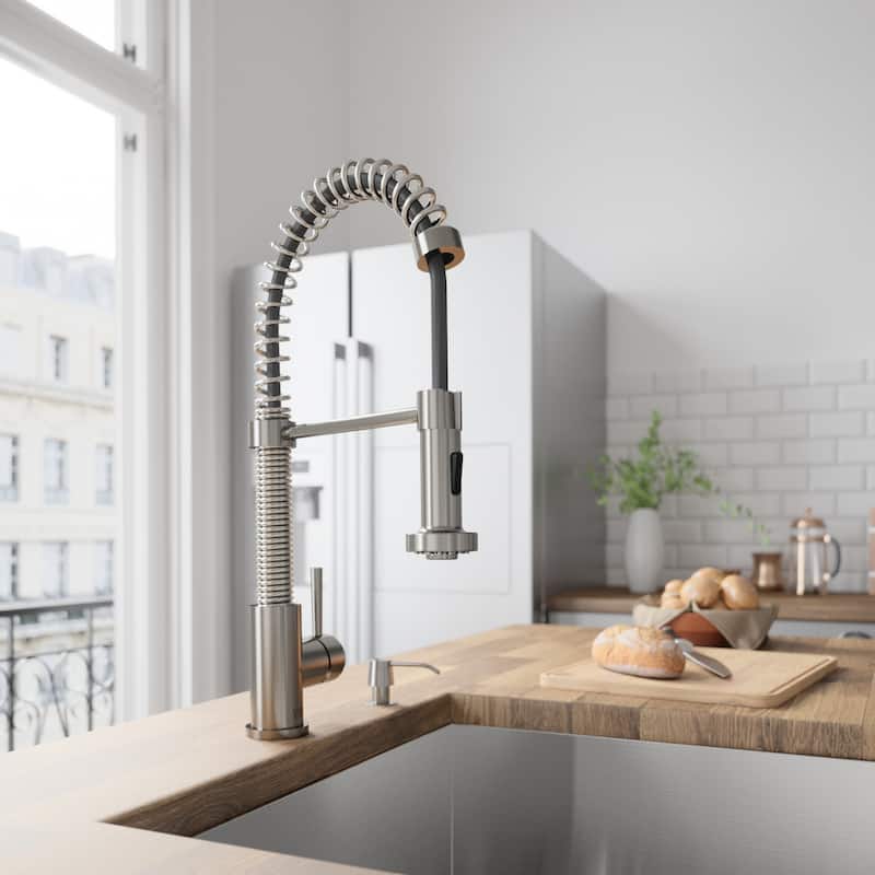 VIGO Edison 19" H Single Handle Pull-Down Sprayer Kitchen Faucet