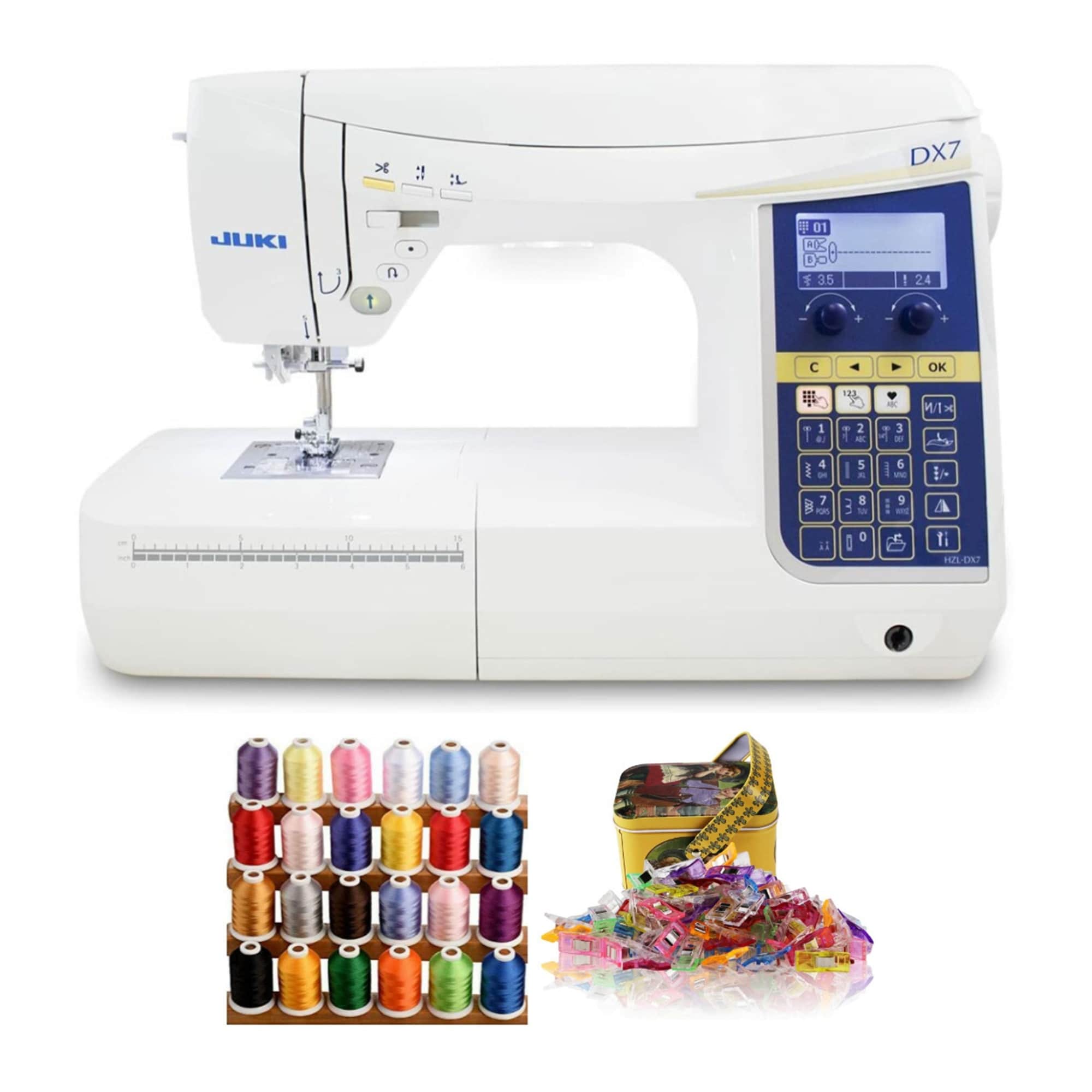 Juki HZL-DX7 Sewing Machine with 287 Stitch Patterns & 4 Fonts Bundle