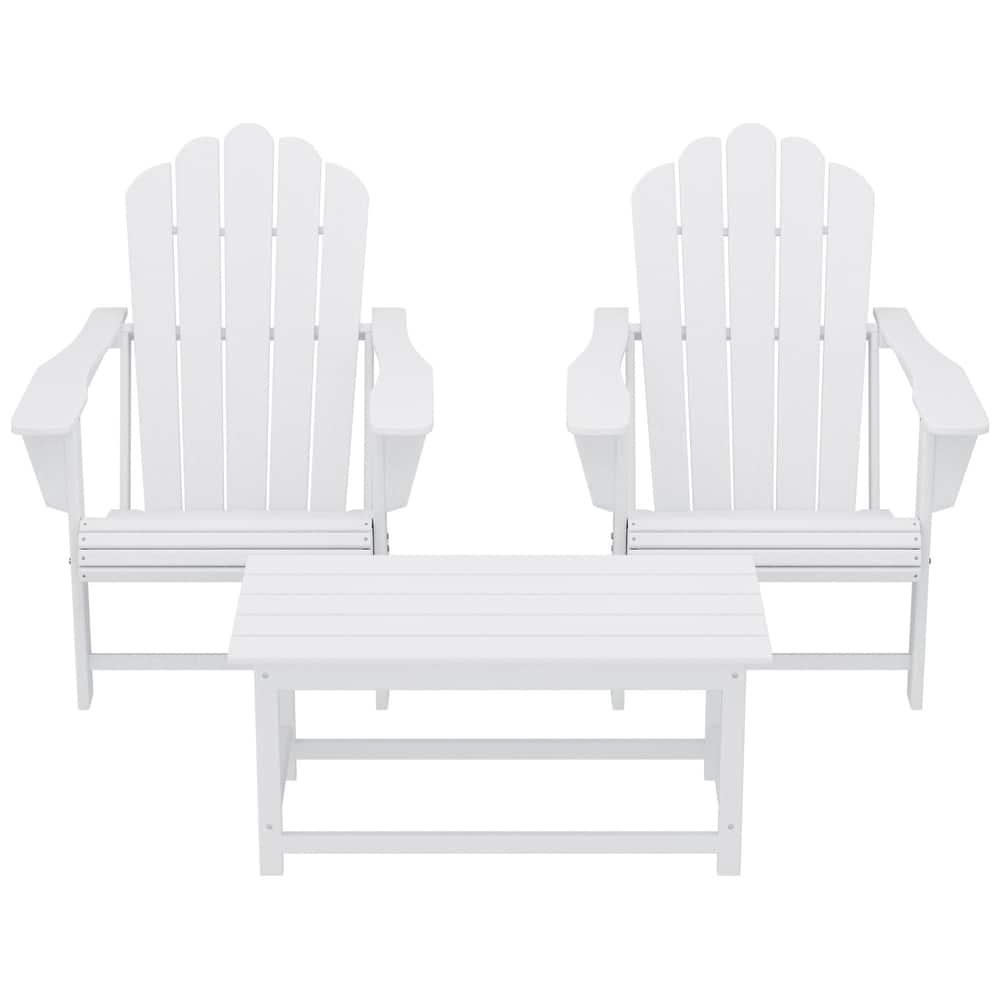 Aderson Outdoor Poly Adirondack Chair Set with Coffee Table