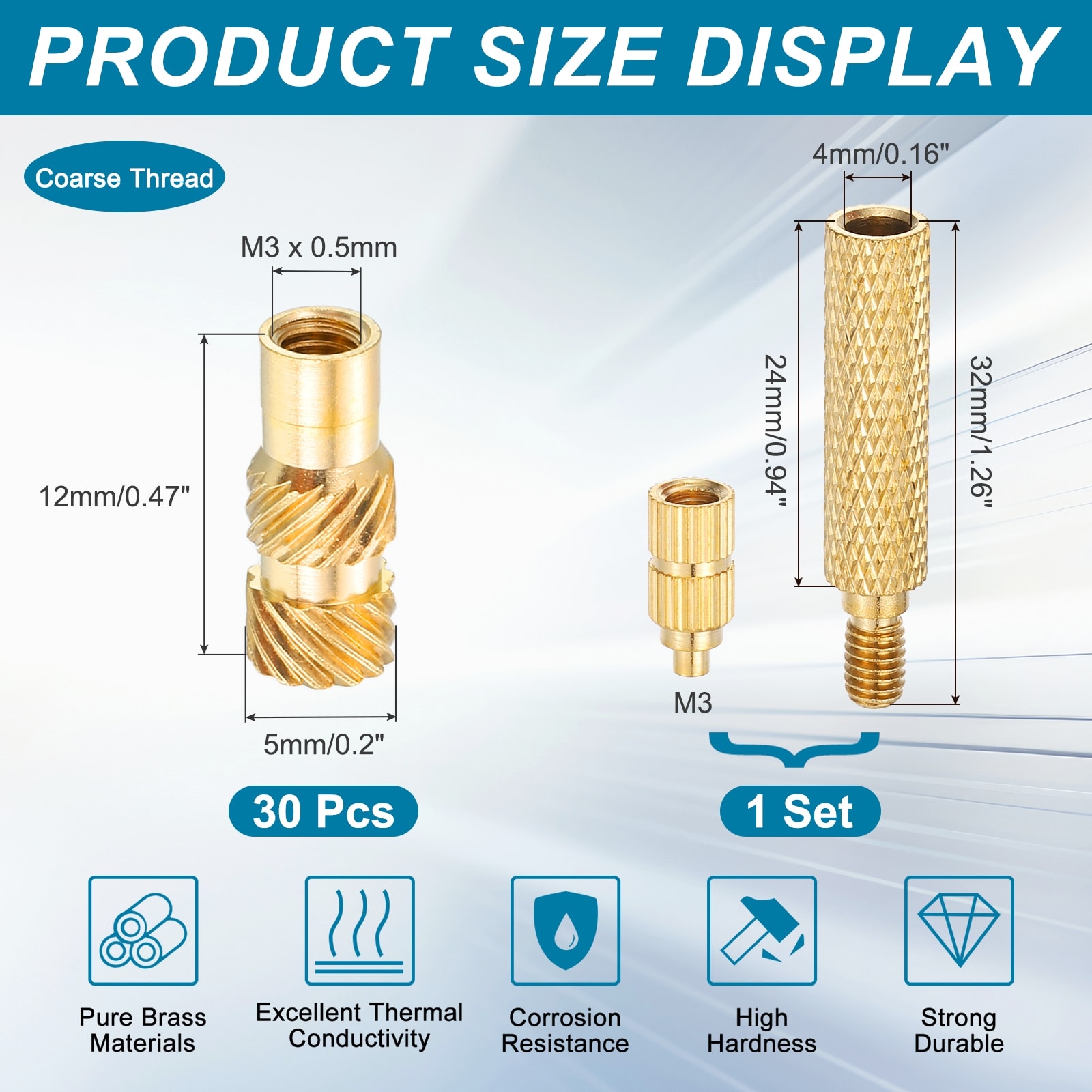 Threaded Inserts with Iron Tip Press Tool