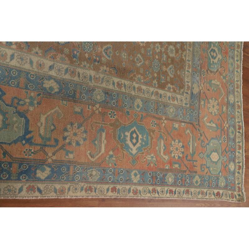 Distressed Tabriz Persian Antique Rug Living Room Handmade Wool Carpet - 9'8" x 11'11"
