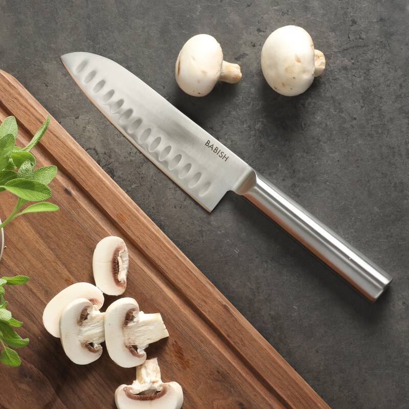 Babish High Carbon 1.4116 German Steel Full Tang 6.5-Inch Santoku Knife - for Chopping, Slicing, Dicing & Precision Prep