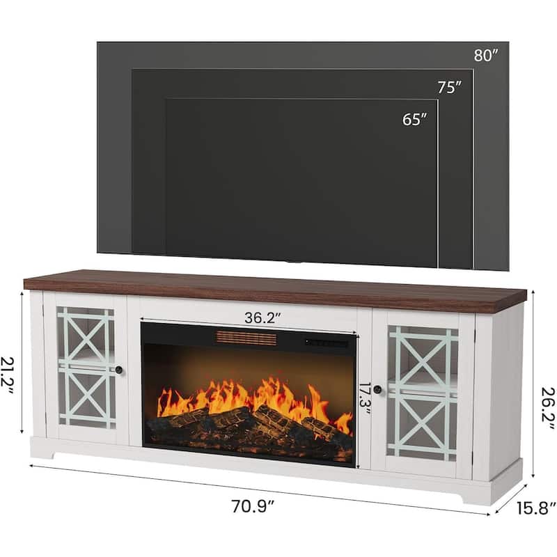 Modern Entertainment Center 70" Fireplace TV Stand with 36" Electric Fireplace