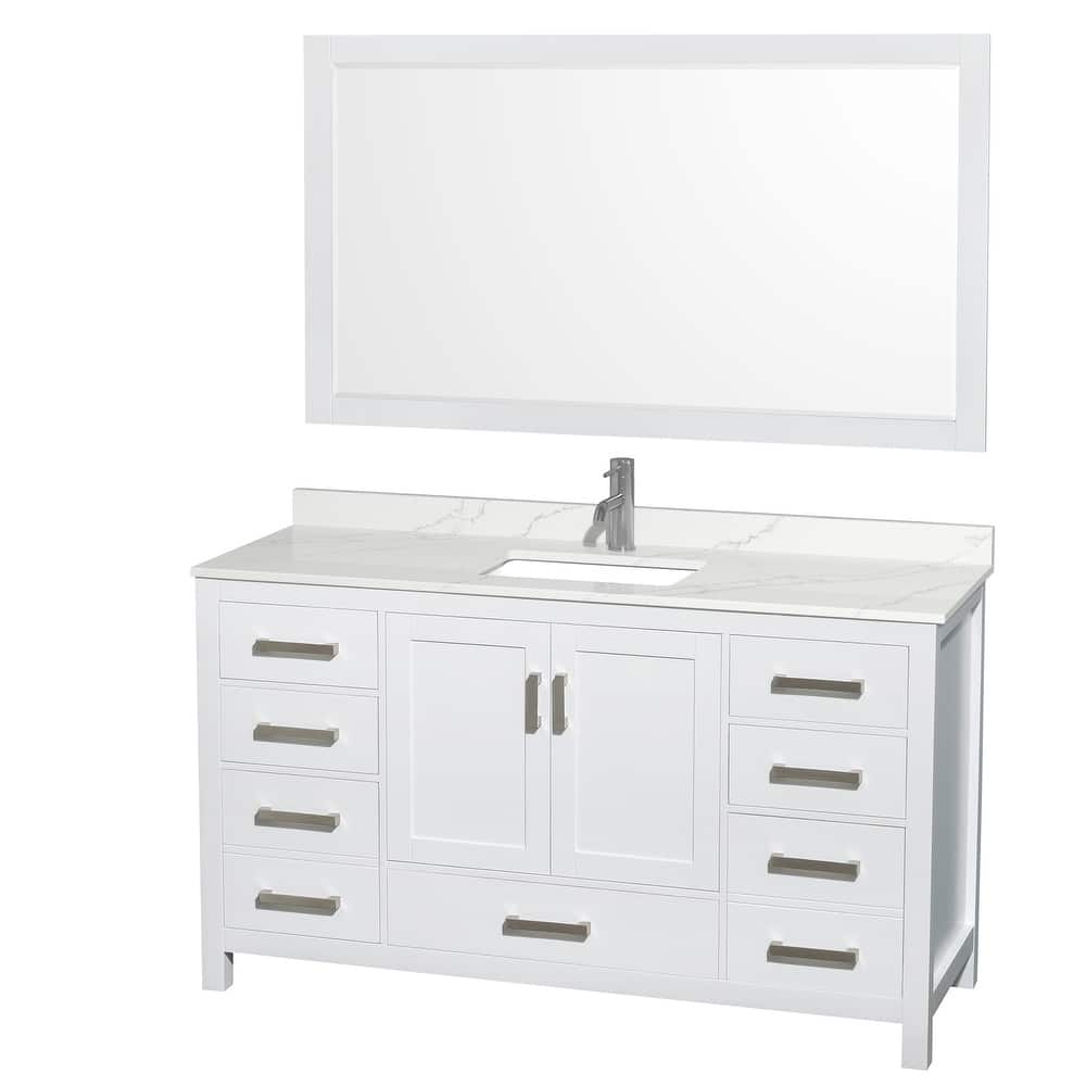 Sheffield 60-inch Single Vanity, Single Hole Quartz Top,58-inch Mirror