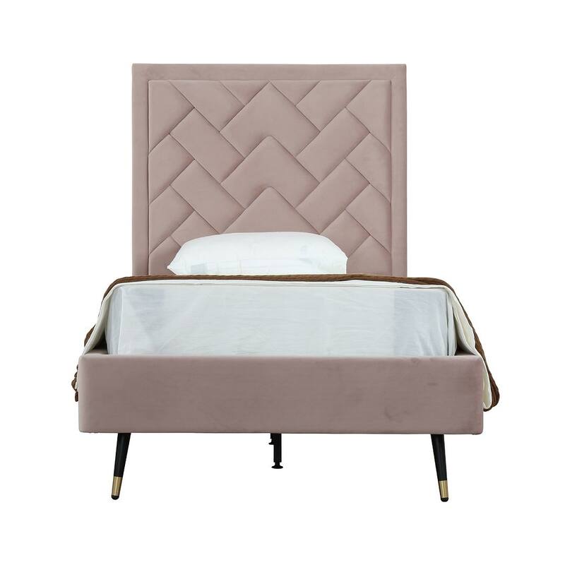 Manhattan Comfort Crosby Modern Velvet Upholstered Bed