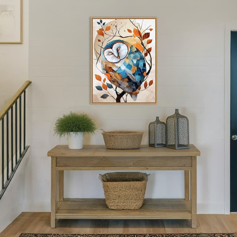 Owl Watercolor Animal Art by Justyna Jaszke Framed Canvas Wall Art