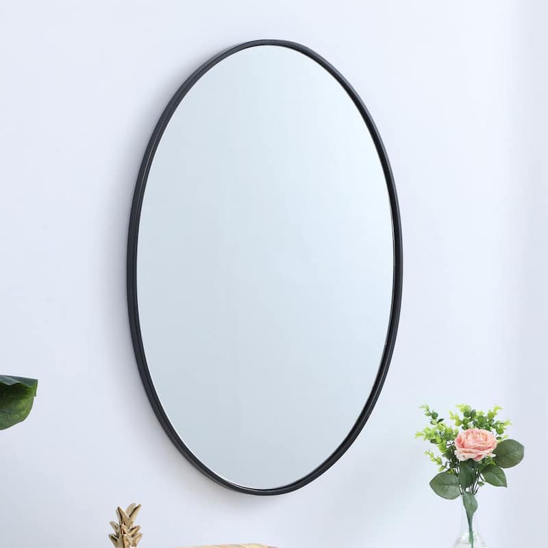Elegant Lighting 34 Inch Oval Mirror with Metal Frame