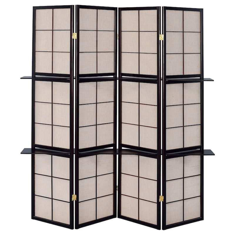 Iggy 4-Panel Room Divider Folding Shoji Screen Cappuccino