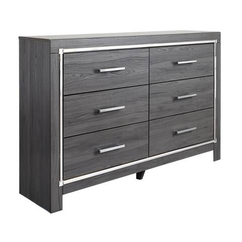 Lodanna Modern Glam Grey/ Chrome 6-drawer Dresser