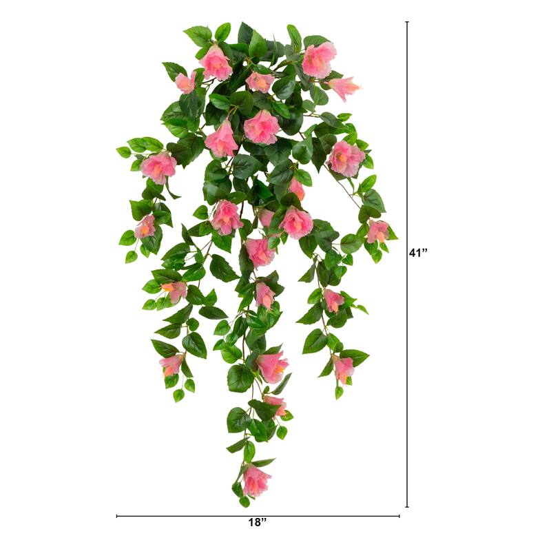 41-in UV Resistant Artificial Hibiscus Hanging Plant - Set of 2
