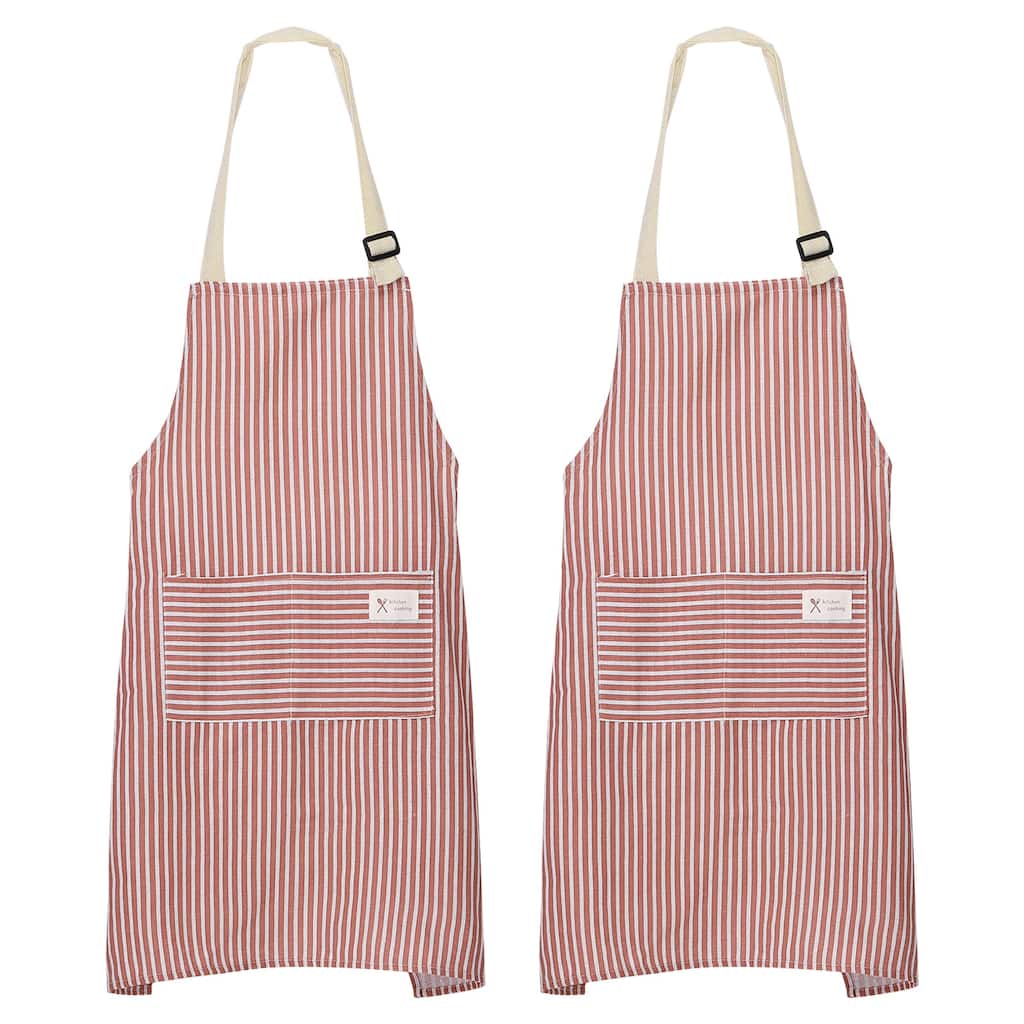 2Pack Kitchen Cooking Aprons Adjustable Chef Apron 2 Pockets - 75x68cm