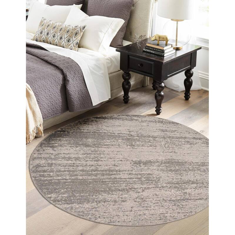 Contemporary Weby Collection Area Rug - 3'3" Round - Gray