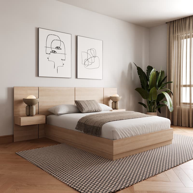 Milano 4-Piece Bedroom Set with Floating Nightstand Extension Panel