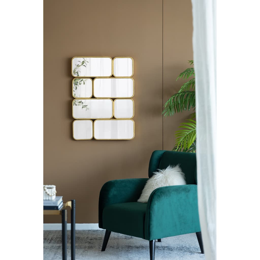 32" Rectangle Wall Decor Mirror with Metal Framed - Gold