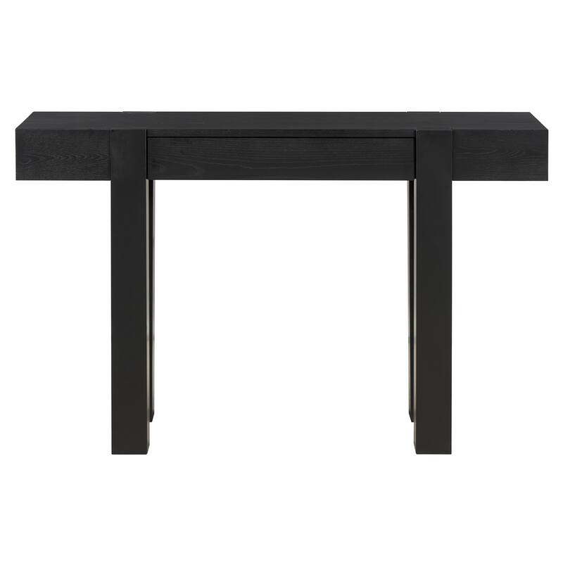 Rustic Minimalist Console Table with Hidden Drawer, Side Power Outlet, Wood Entryway Table for Entryways, Living Rooms