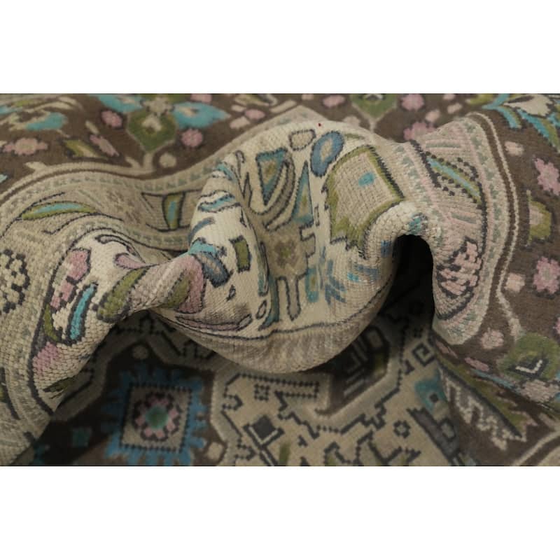 Hand Knotted Oriental 100% Wool Carpet Traditional Floral Beige & Ivories Tabriz Area Rug - 9' 3'' X 6' 5''