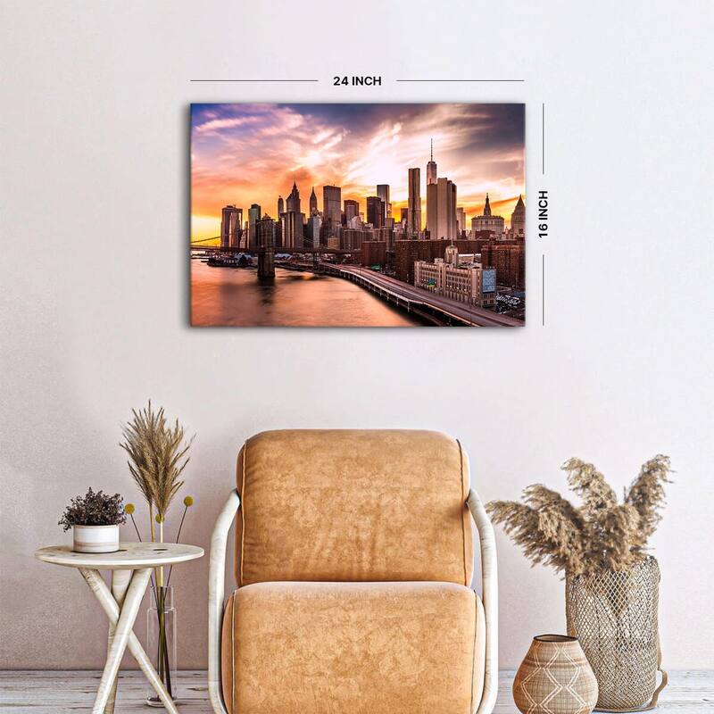 Brooklyn Bridge Skyline Wall Decor Sunset Cityscape Poster