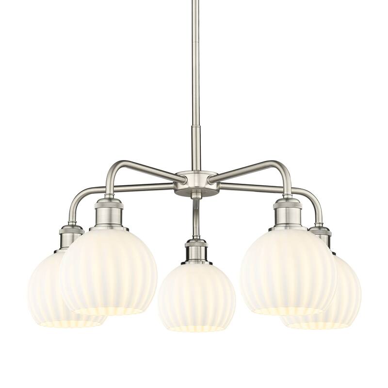 Innovations Lighting 516-5C-14-24-White Venetian-Indoor Chandelier - Satin Nickel / White Venetian