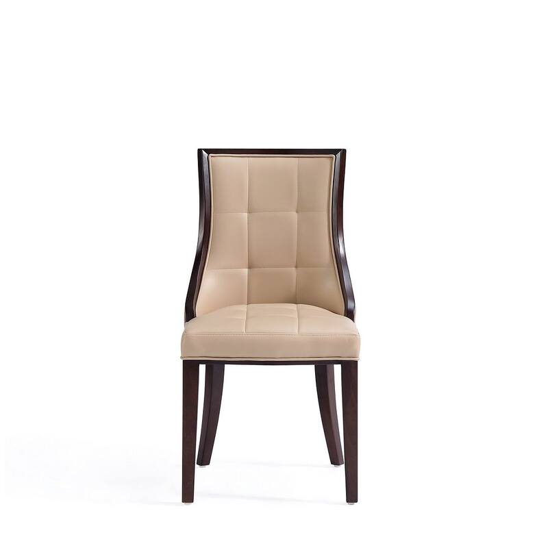 Fifth Avenue Cream and Walnut Faux Leather Dining Chair (Set of Two)