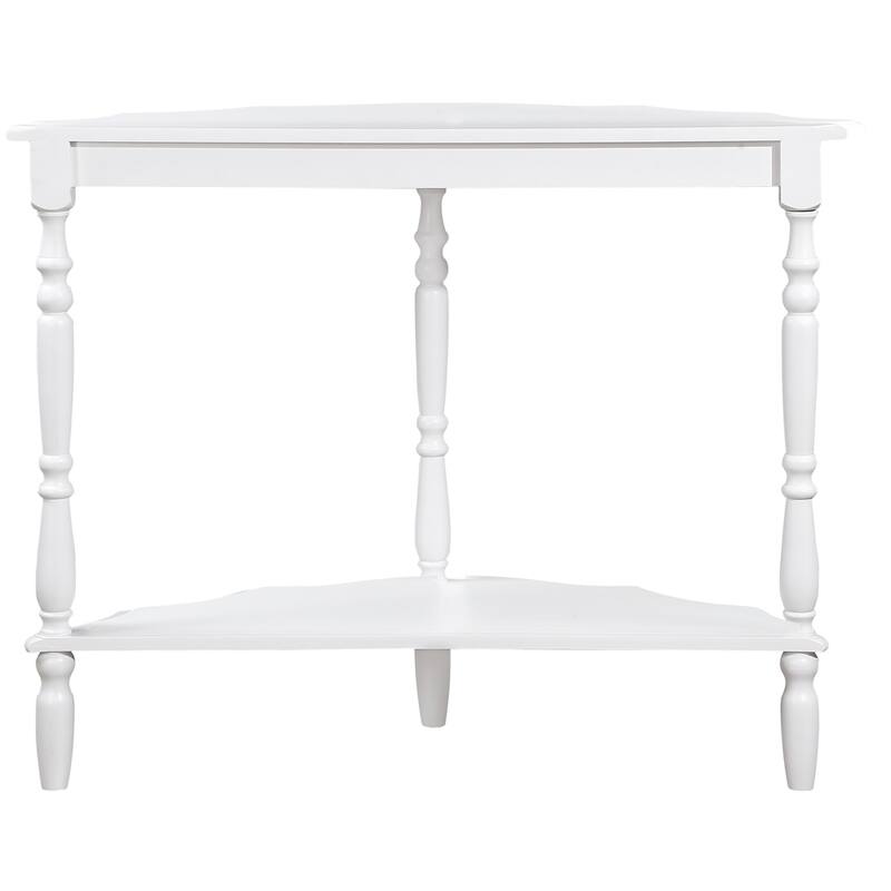 42" Wood Circular Curved Console Table with Open Shelf and Legs