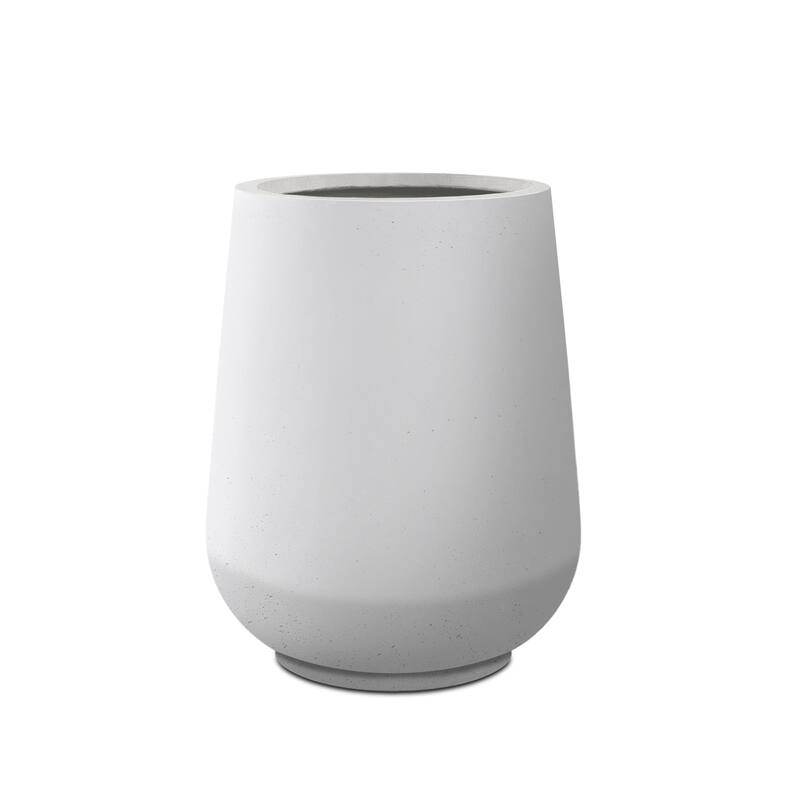 Plantara 14" H Round Solid White Concrete Planter pot, Modern planter with Drainage Hole,Flower Pot for Outdoor