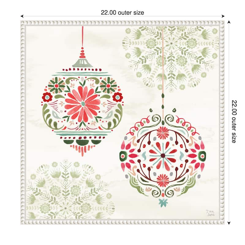 Festive Season VII by Dina June (22 x 22 in.), Framed Canvas Wall Art Print - Sylvie Beaded White