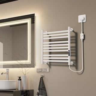 10 Bars Bathroom Heater Rack Wall Mounted Towel Warmer w/Timer Temperature Control - Bed Bath ...