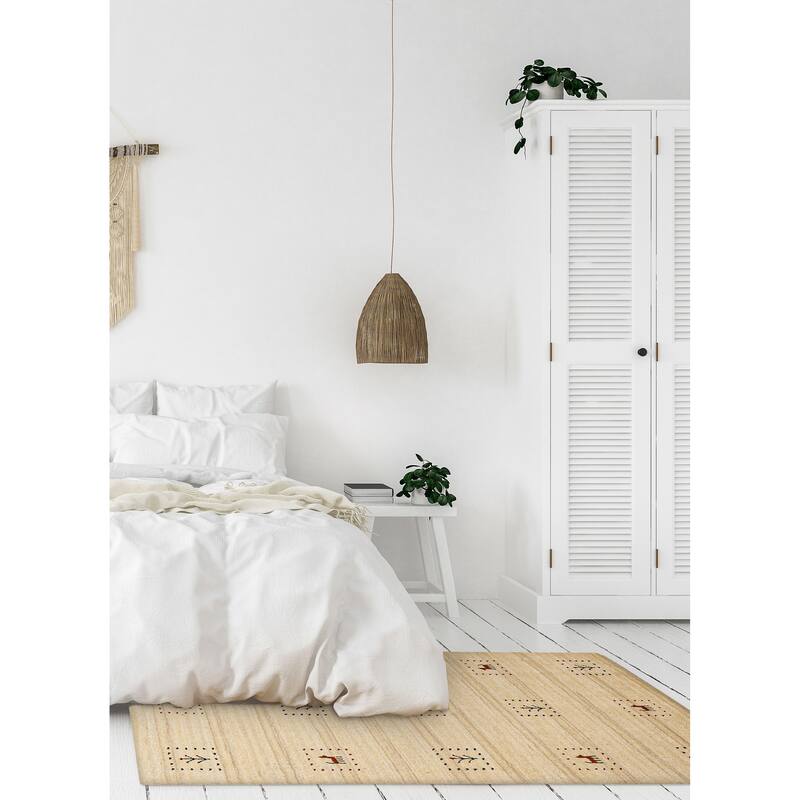 ECARPETGALLERY Hand Loomed Kashkuli Gabbeh Cream Wool Rug - 3'1 x 4'9