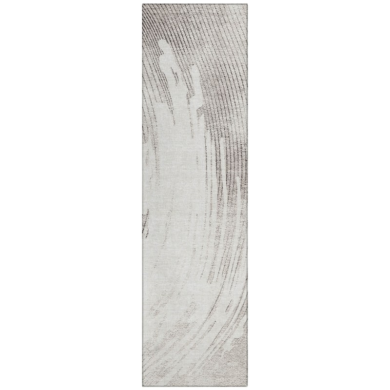 Machine Washable Indoor/Outdoor Contemporary Wave Chantille Rug