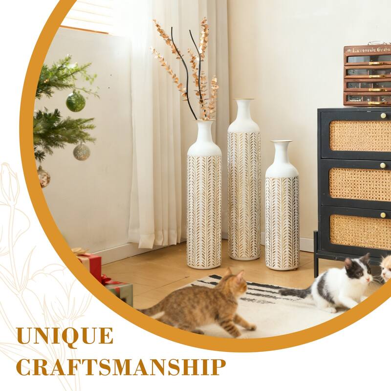 Hand-Woven PVC Rattan Floor Vase