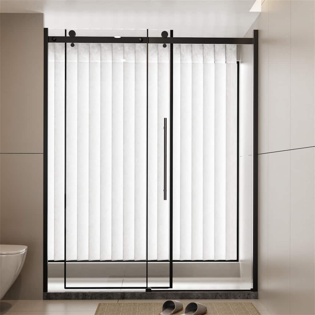 Tempered Glass Frameless Single Sliding Shower Door with 1/4" Thick
