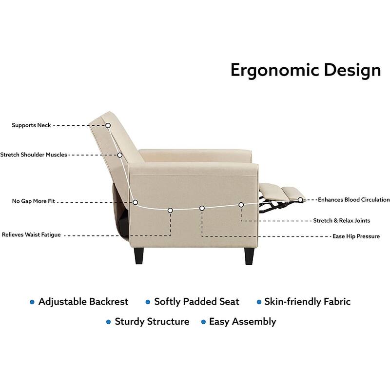 Landon Pushback Recliner Chairs Reclining Chair Home Theater Recliner Small Recliners for Small Spaces with Adjustable Footrest