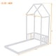 preview thumbnail 8 of 9, White Twin Size Pine Wood Roof-framed Headboard Floor Bed