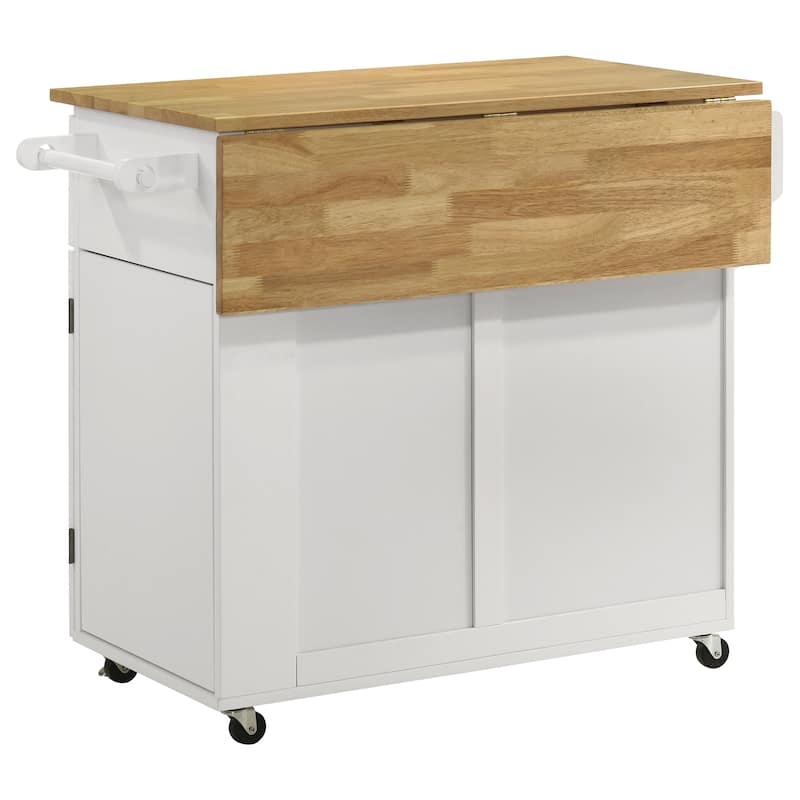Jalen 3-door Kitchen Cart with Casters Natural Brown and White