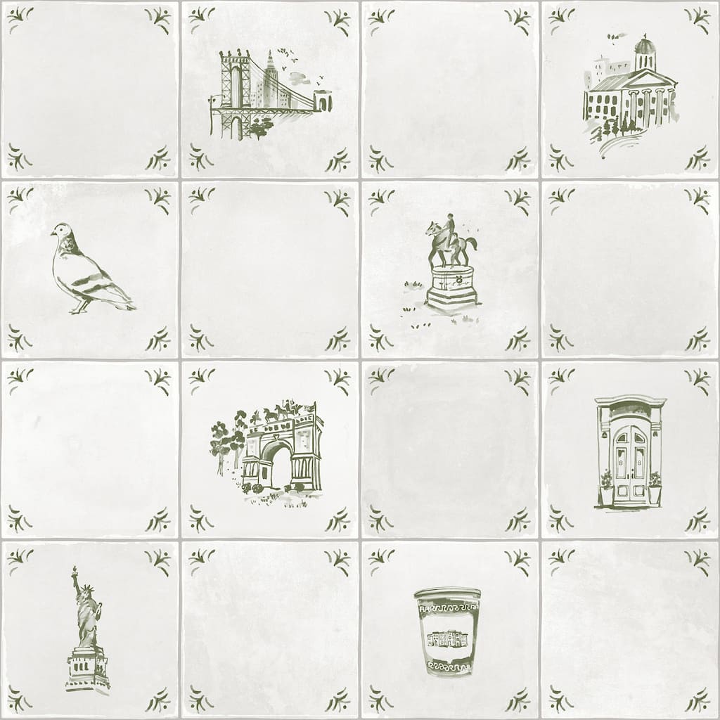 NuWallpaper Brownstone Boys Brooklyn Delft Ivy Peel and Stick Wallpaper - N/A