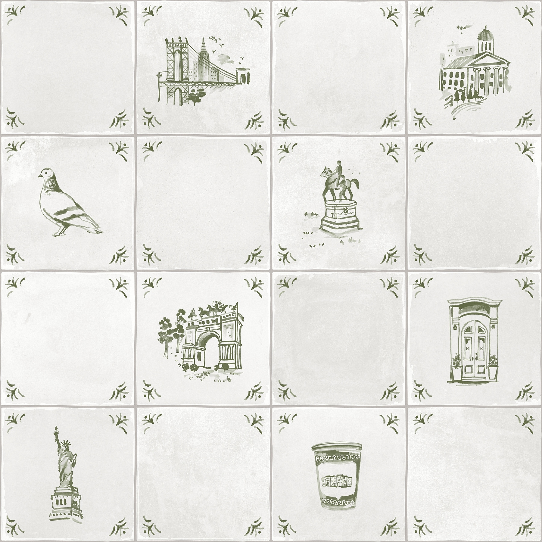 NuWallpaper Brownstone Boys Brooklyn Delft Ivy Peel and Stick Wallpaper - N/A