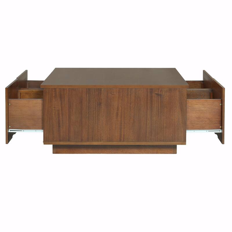 33.25" Square Coffee Table with 4 Storage Drawers