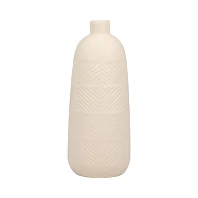 Sagebrook Home Ceramic Cylinder Textured Lines Vase
