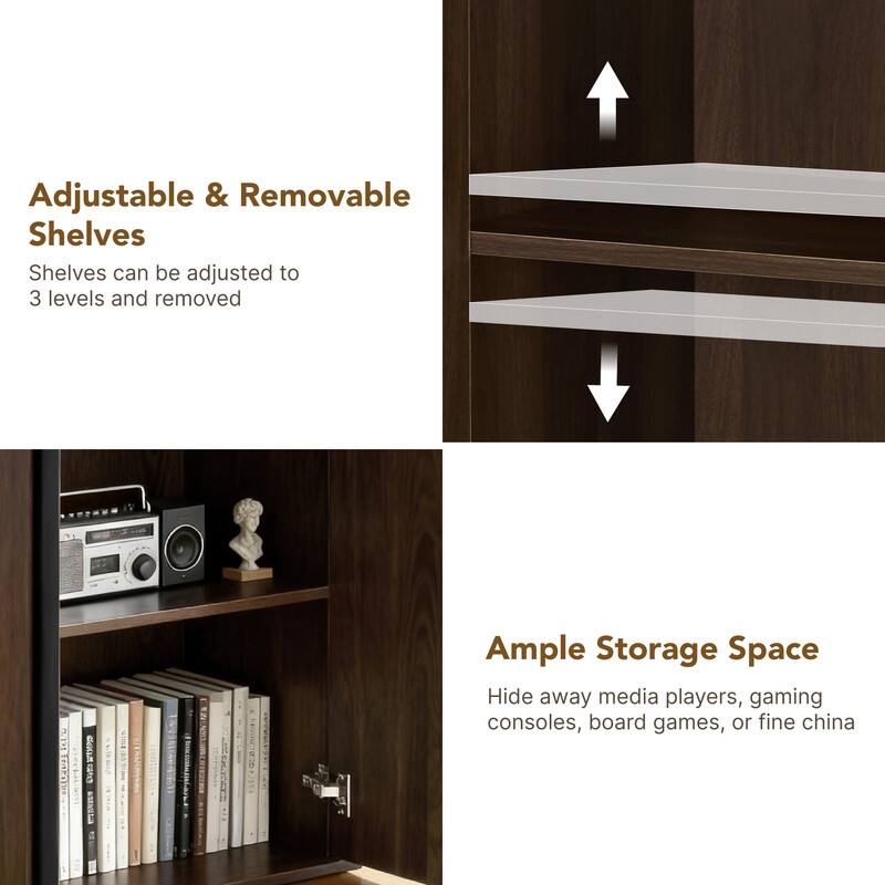 Spruce & Spring 31.5" Modern Industrial Sideboard Cabinet Storage Cabinet