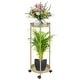 Thumbnail 8, 2 Tier Plant Stand Table Metal Plant Holder Corner Shelf with Wheels. Changes active main hero.