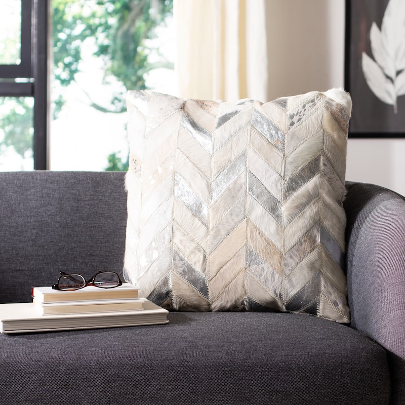 SAFAVIEH Adriena Metallic Cowhide Decorative Pillow 20x20