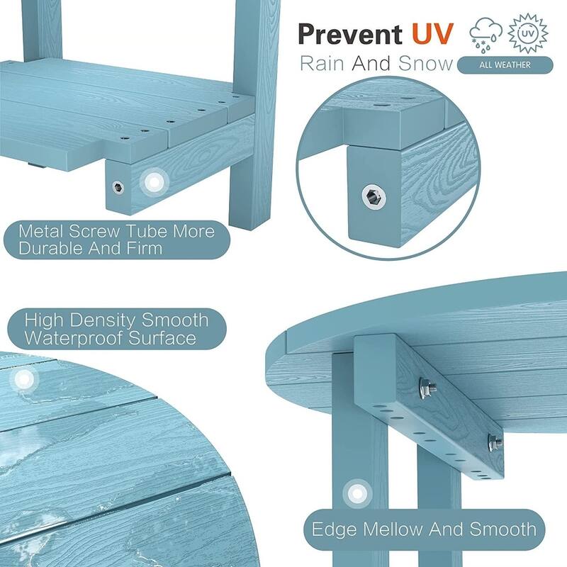 WINSOON All Weather HIPS Outdoor Round 2-Tier Outdoor Side Tables Adirondack Tables